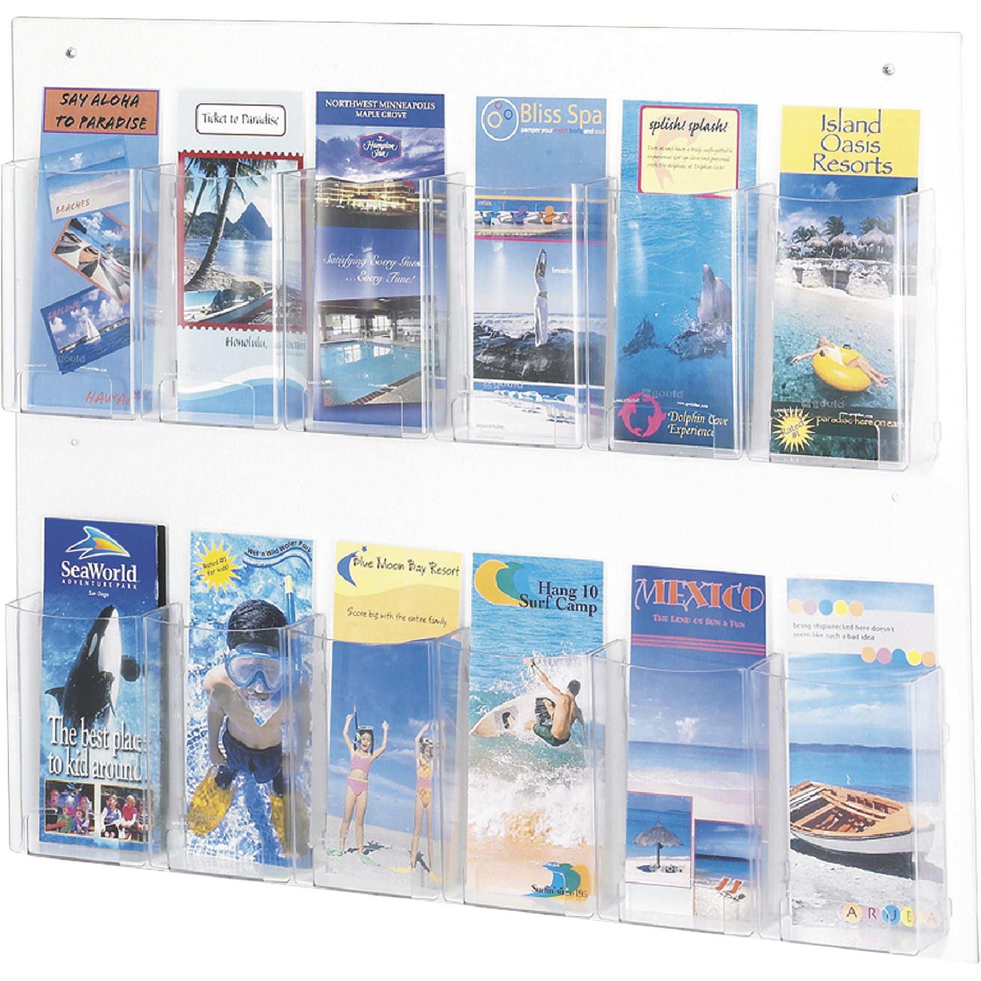 Safco Clear2 Pamphlet Display, Clear, 28 3/4in.W x 3in.D x 23 1/2in.H, Model# 5671CL